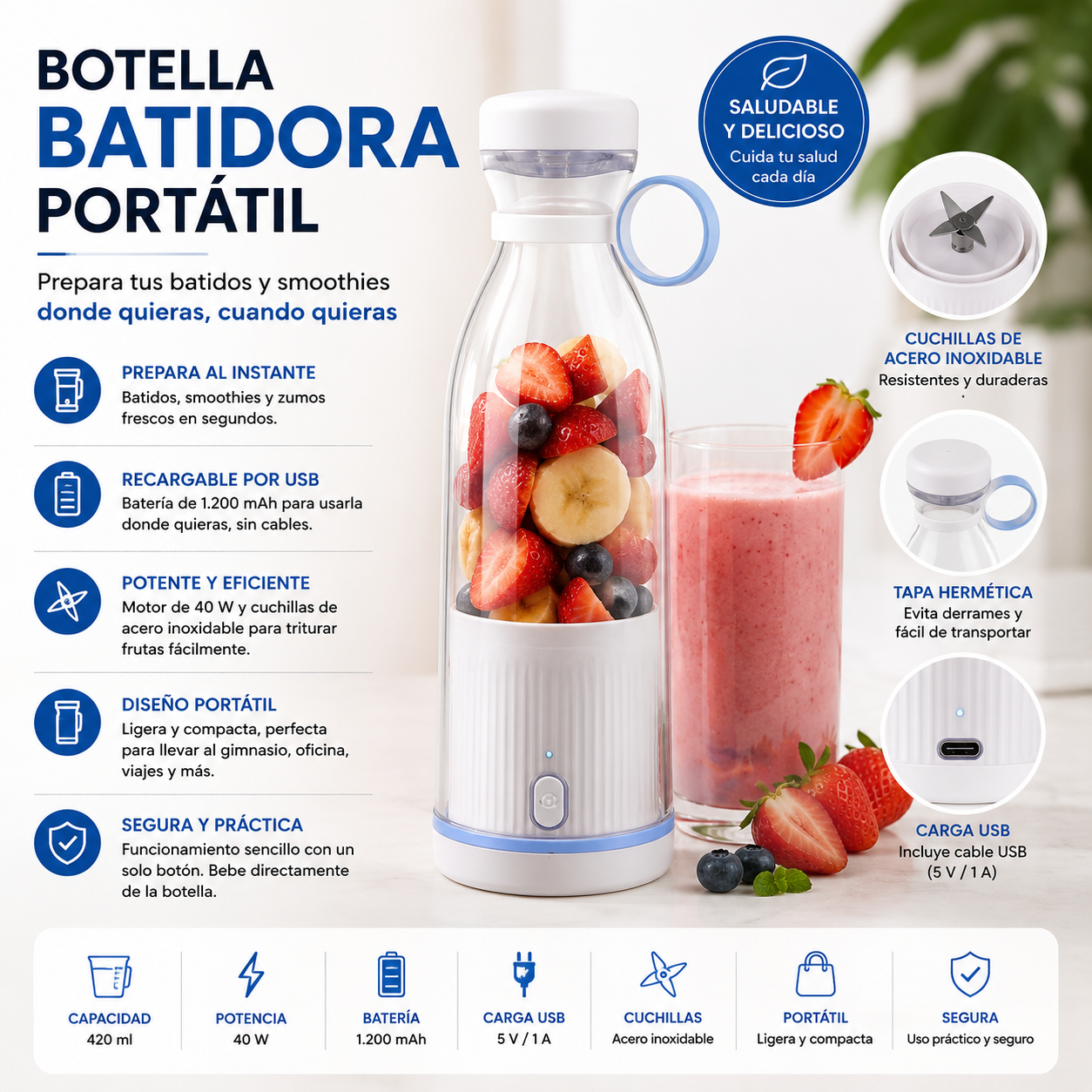 Portable Blender Bottle