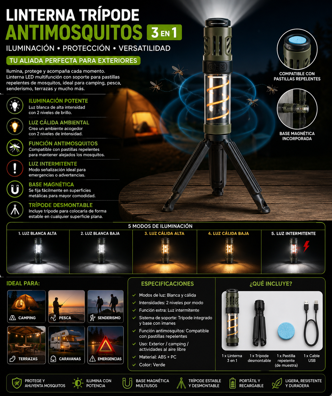 3-in-1 Mosquito Repellent Tripod Lantern