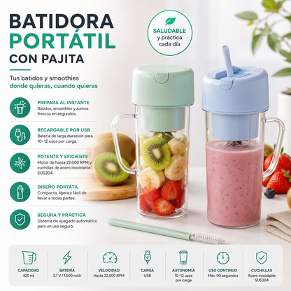Portable Blender with Straw